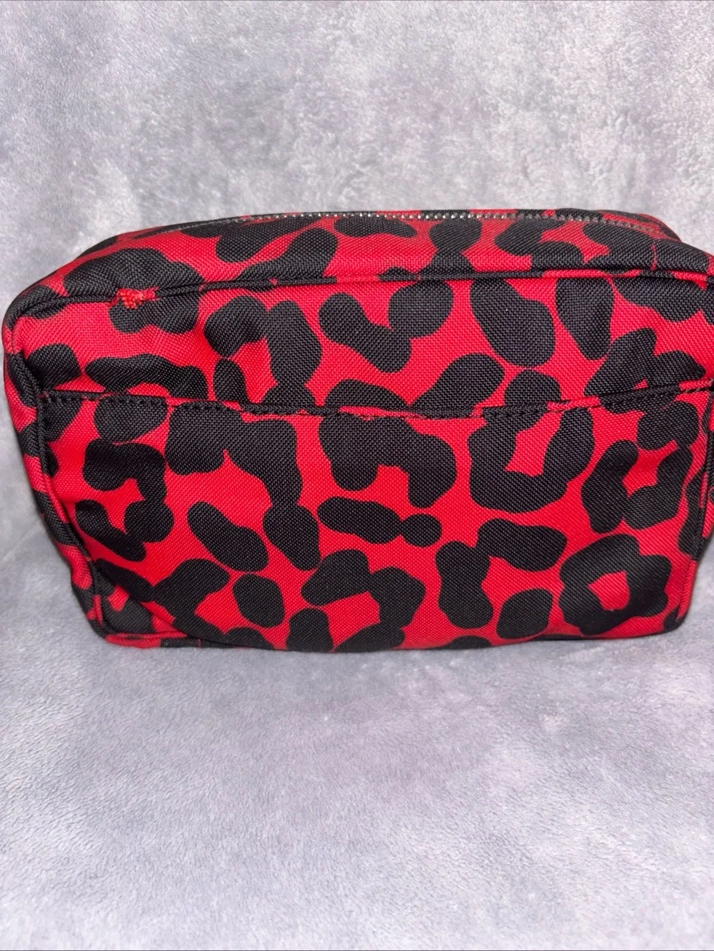 Bottega Veneta Red and Black Leopard Print toiletry pouch with Coa